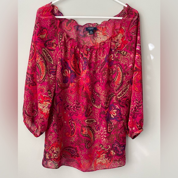 Chaps Tops - Chaps medium magenta floral
